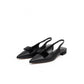 Satin Pointed-Toe Slingback Heels with Bow Detail