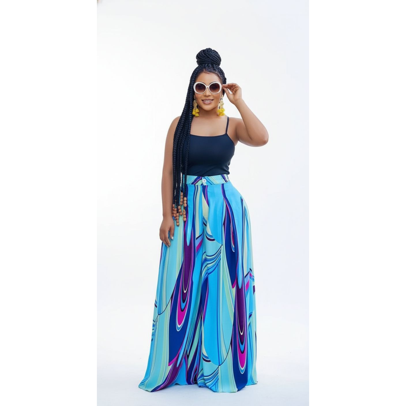 High Waisted Loose Multi-Color Pant