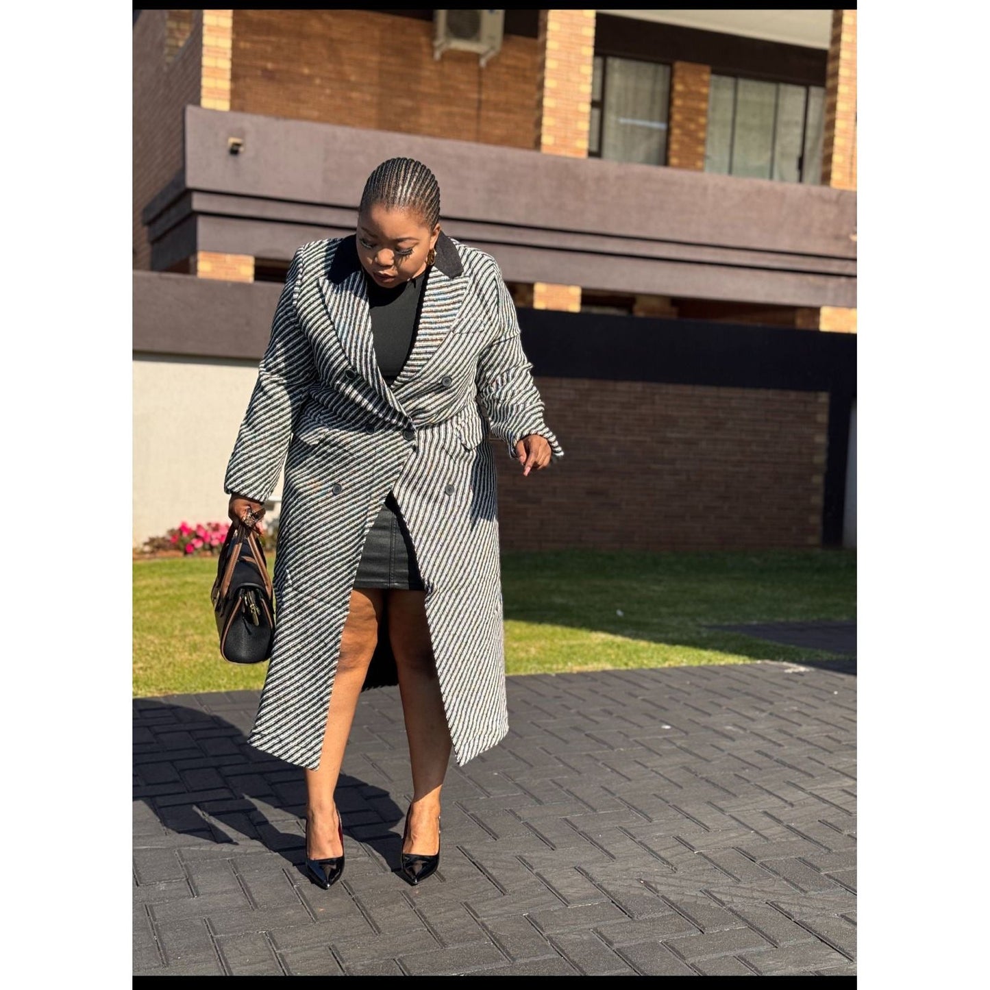 Double Button Parallel Line Coats