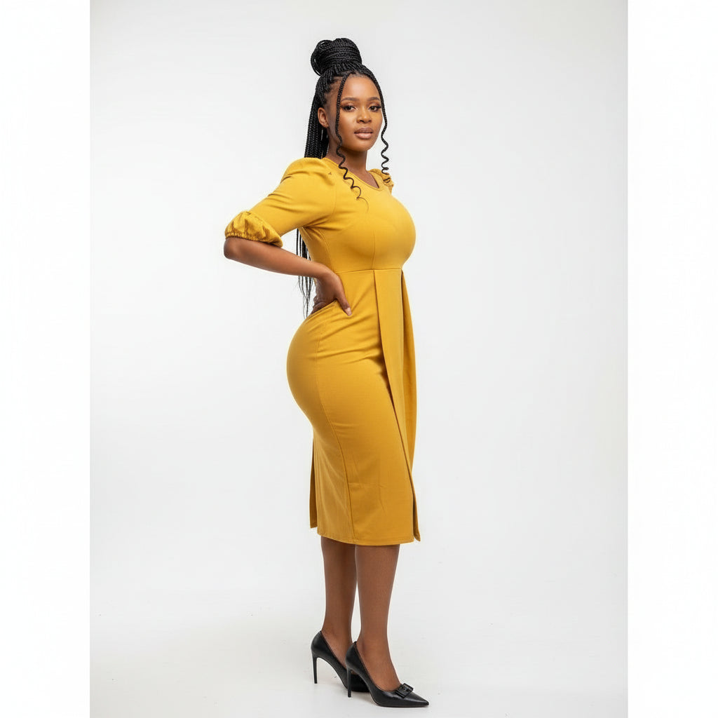 3 Quarter Sleeve Midi Bodycon Dress
