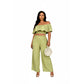 Elastic Top And Wide-Leg Pants Two-Piece Set.