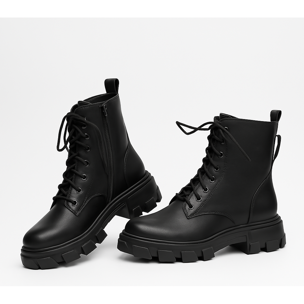 lace-up ankle boots with a chunky lug sole