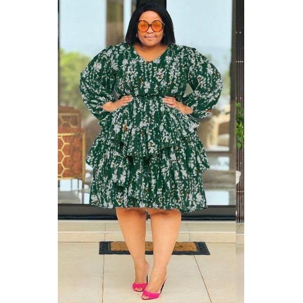 Plus Ruffle Bottom Mini Formal Dress