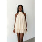 Halter Neck Layered Chiffon Mini Dress.