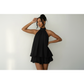 Halter Neck Layered Chiffon Mini Dress.