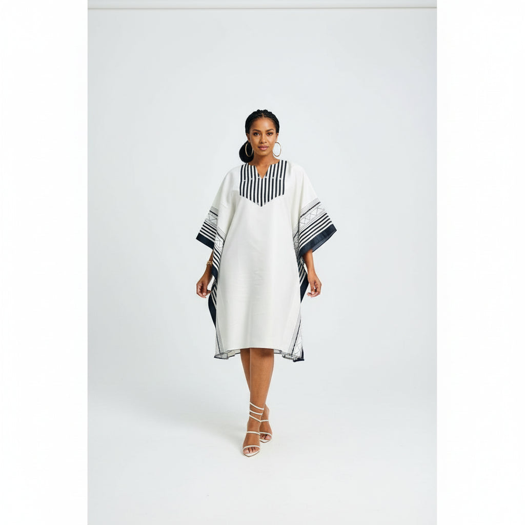 African Kaftan Striped Print Style Elegant Dress