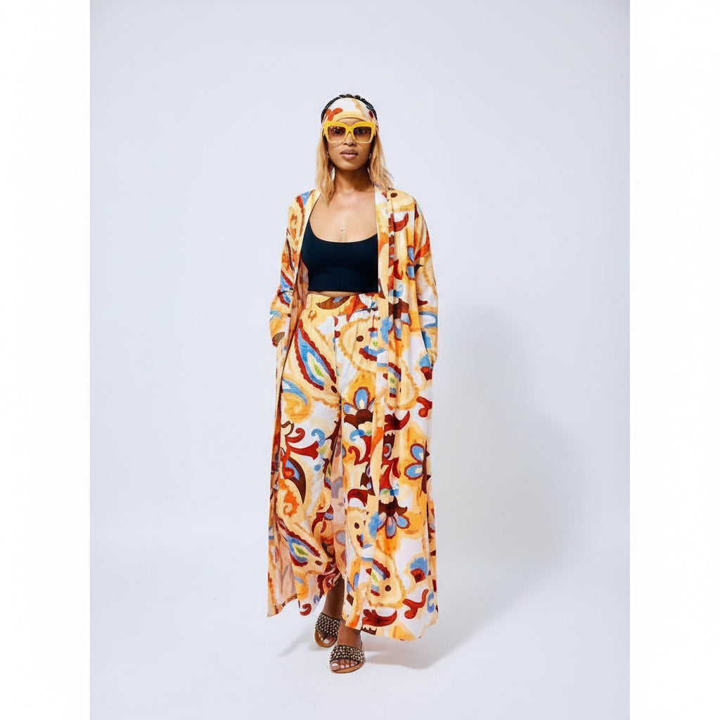 African Chiffon Dashiki Print Floral Two piece Set.