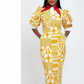 Ankara Short Sleeve High Waisted Dress