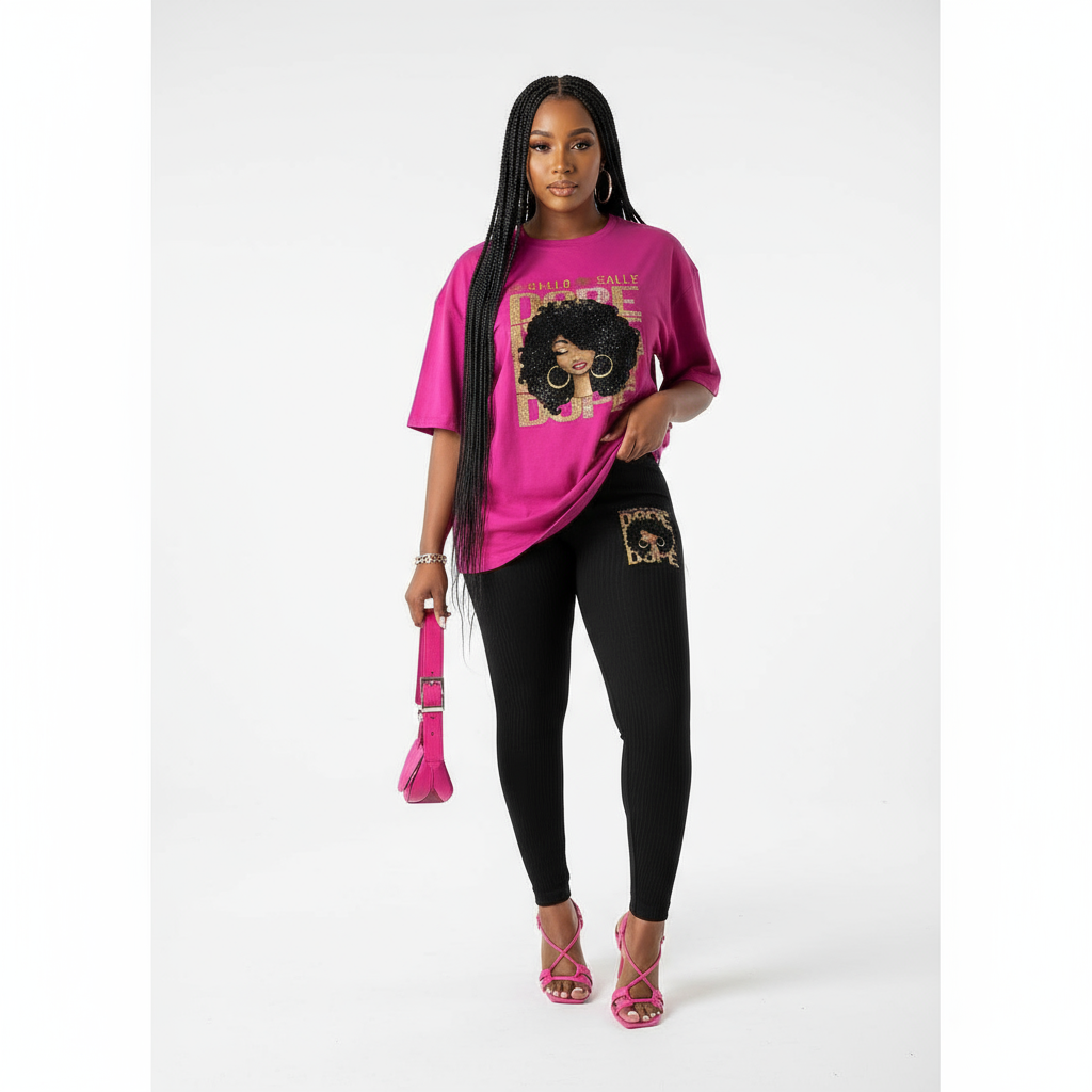 Sexy Printed Top And Tight Pant Set