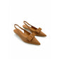 Satin Pointed-Toe Slingback Heels with Bow Detail