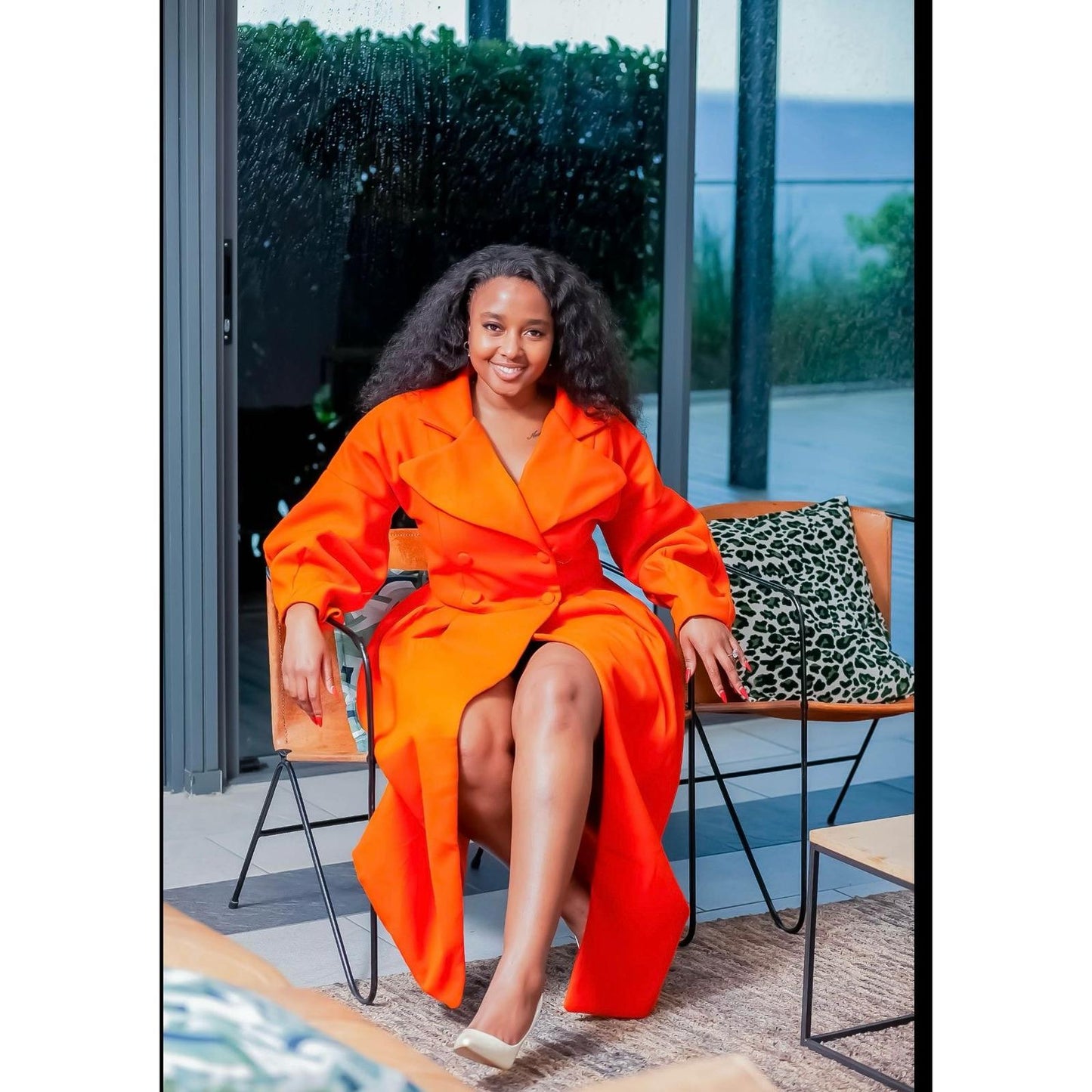 Buttoned Long Sleeves Loose Notched Collar Outerwear Coats