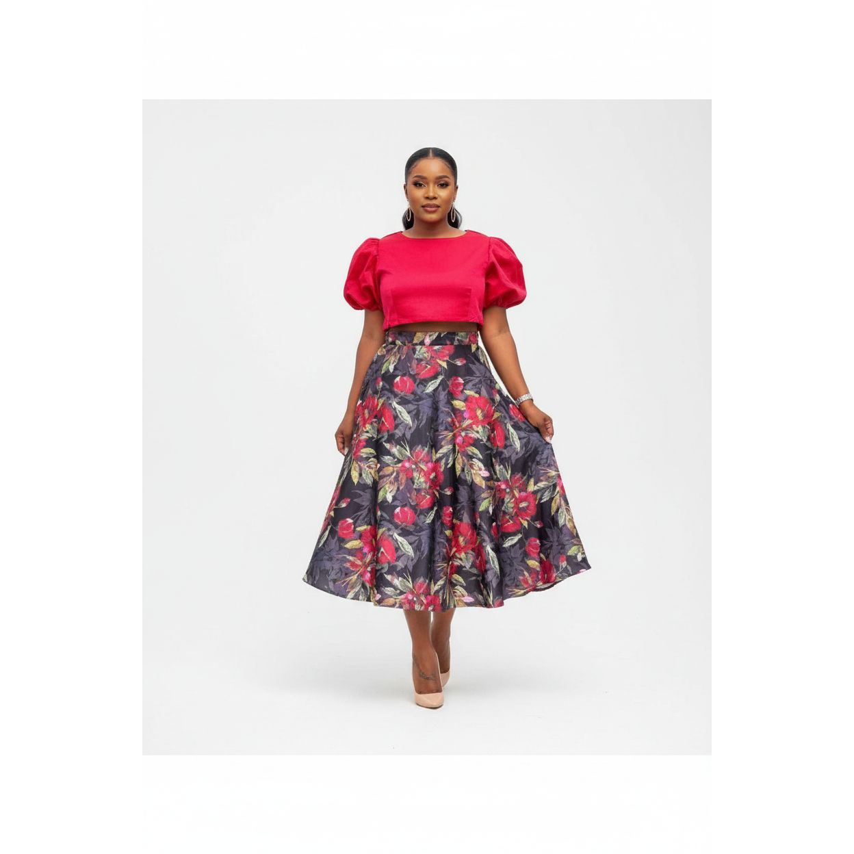 She Floral Skirts Top Set