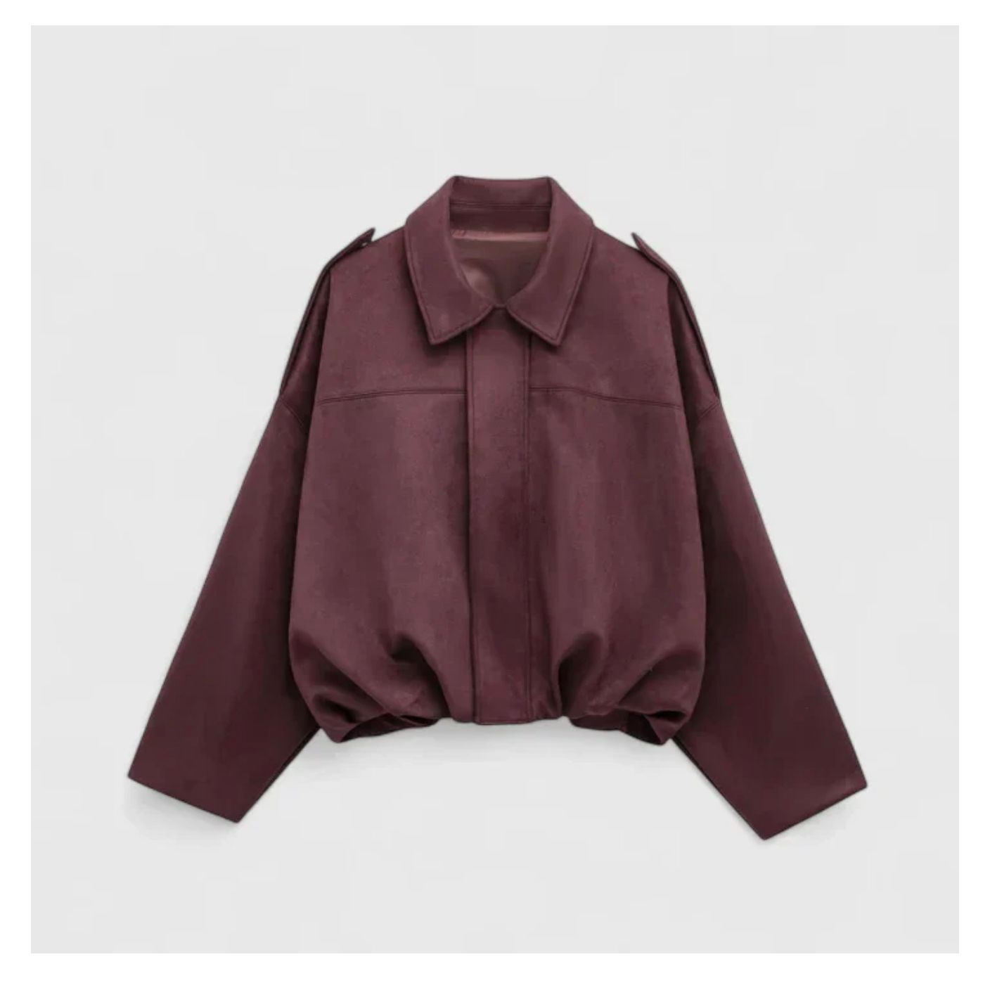 Trendy Oversized Faux Suede Bomber Jacket