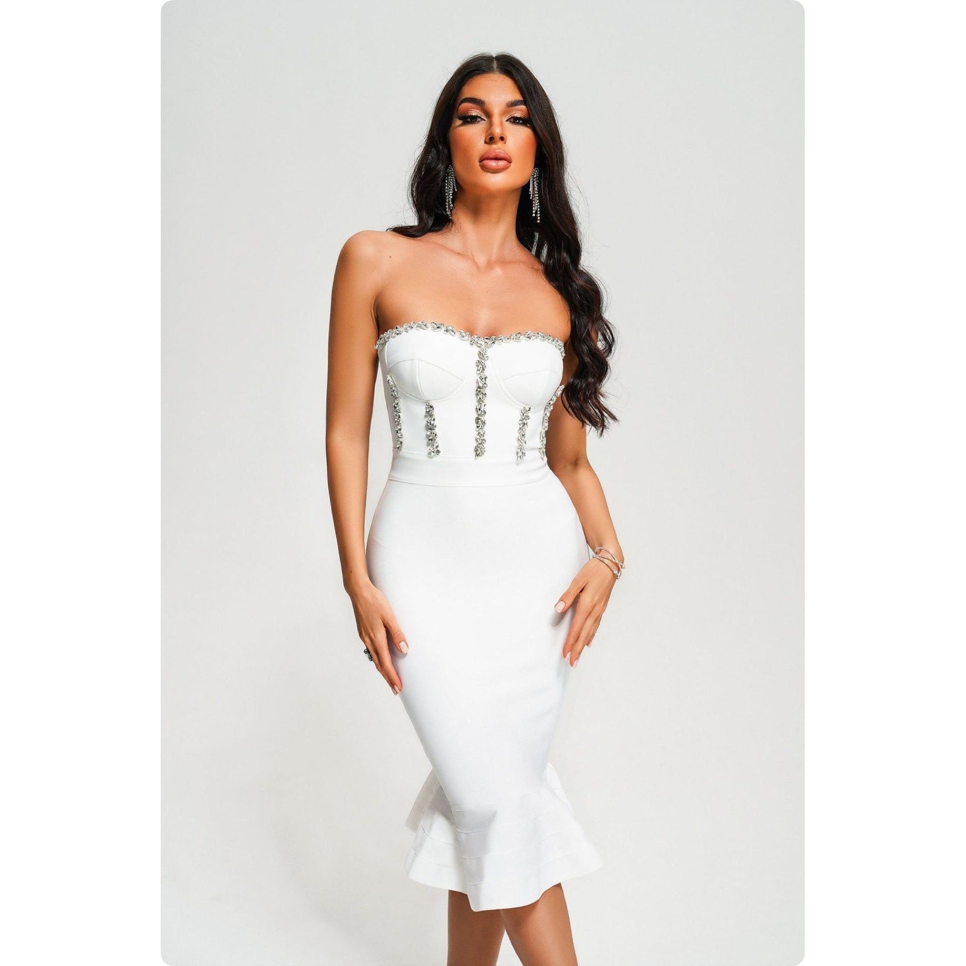 Strobe Diamante Midi Dress
