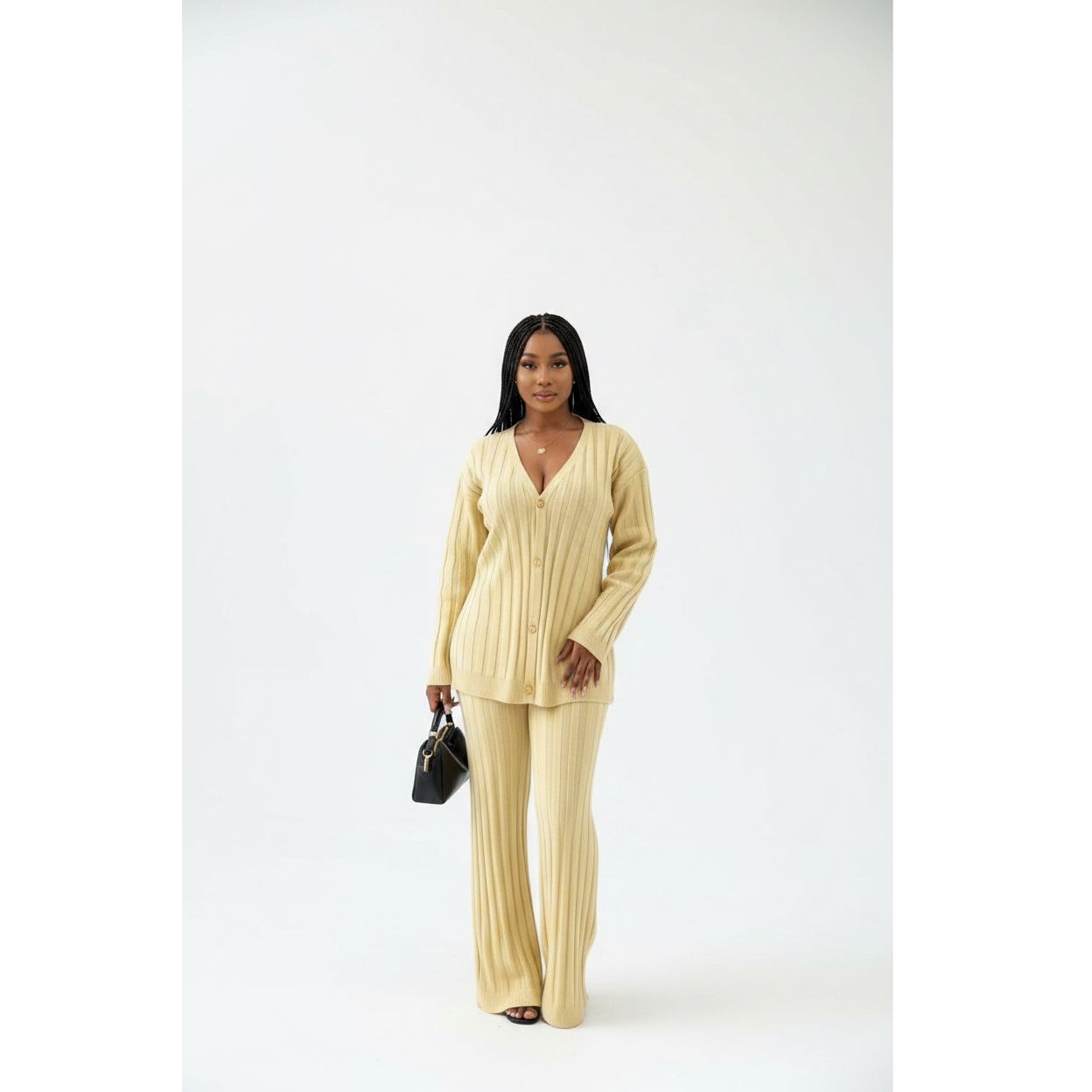 Ribbed Knit V-Neck Two Piece Set – YELLOW SUB TRADING
