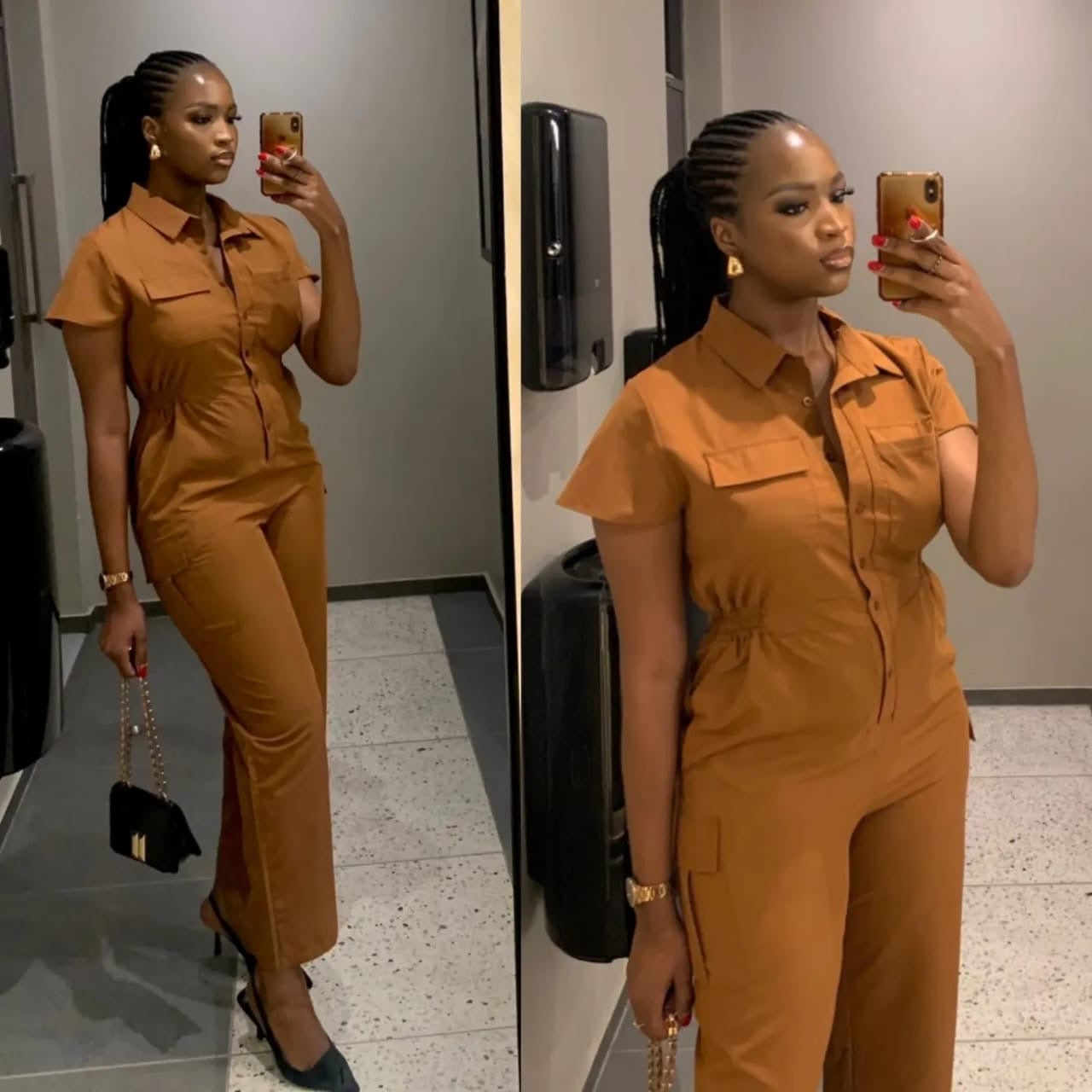 Short Sleeve Side Pocket Jumpsuit