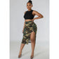 Camouflage Side Slit Cargo Skirt