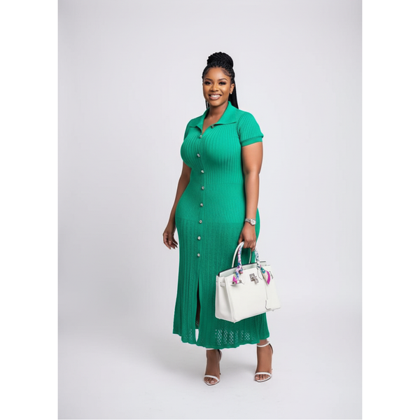 Bodycon Button Short Sleeve Maxi Dress | Yellow Sub Trading