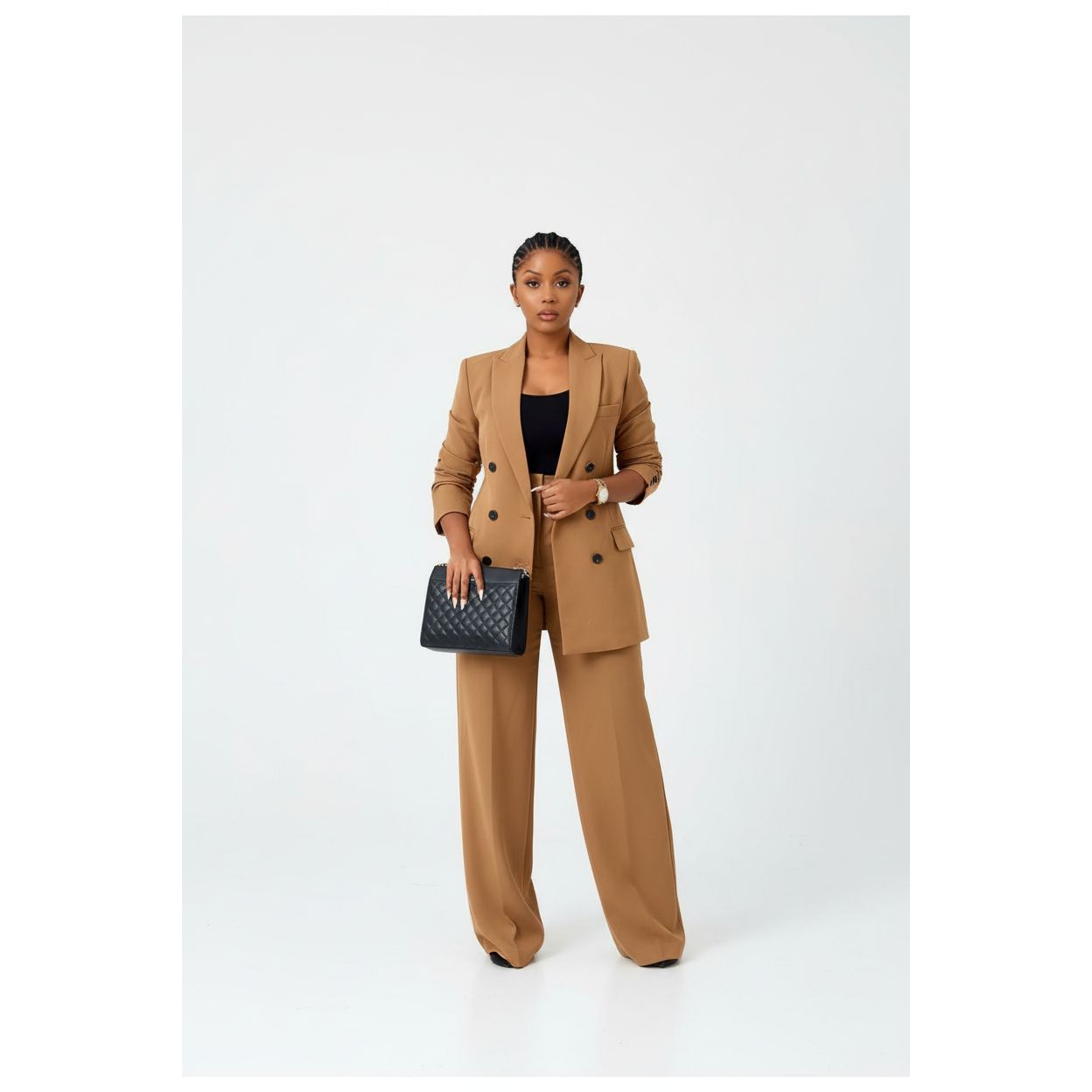 Long Sleeve Blazer and Pants 2 Piece Outfits.