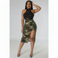 Camouflage Side Slit Cargo Skirt