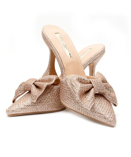 Pointed Bow Crystal Sandals
