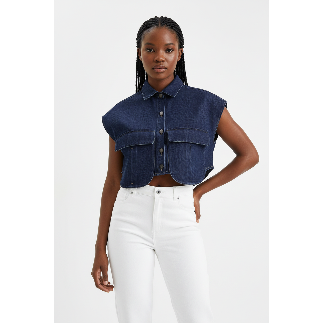 Denim Short Sleeve Shirt.