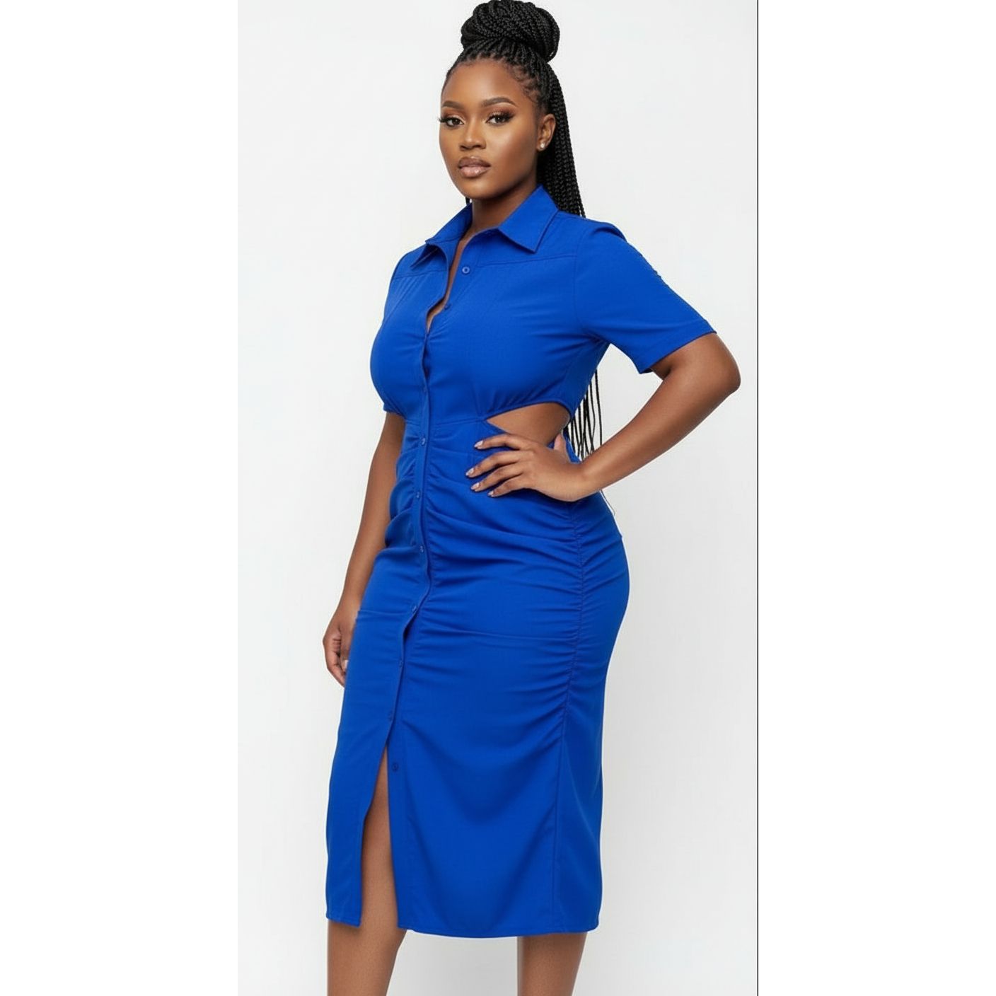 Cut Out Back Elegant Button Detailed Dress