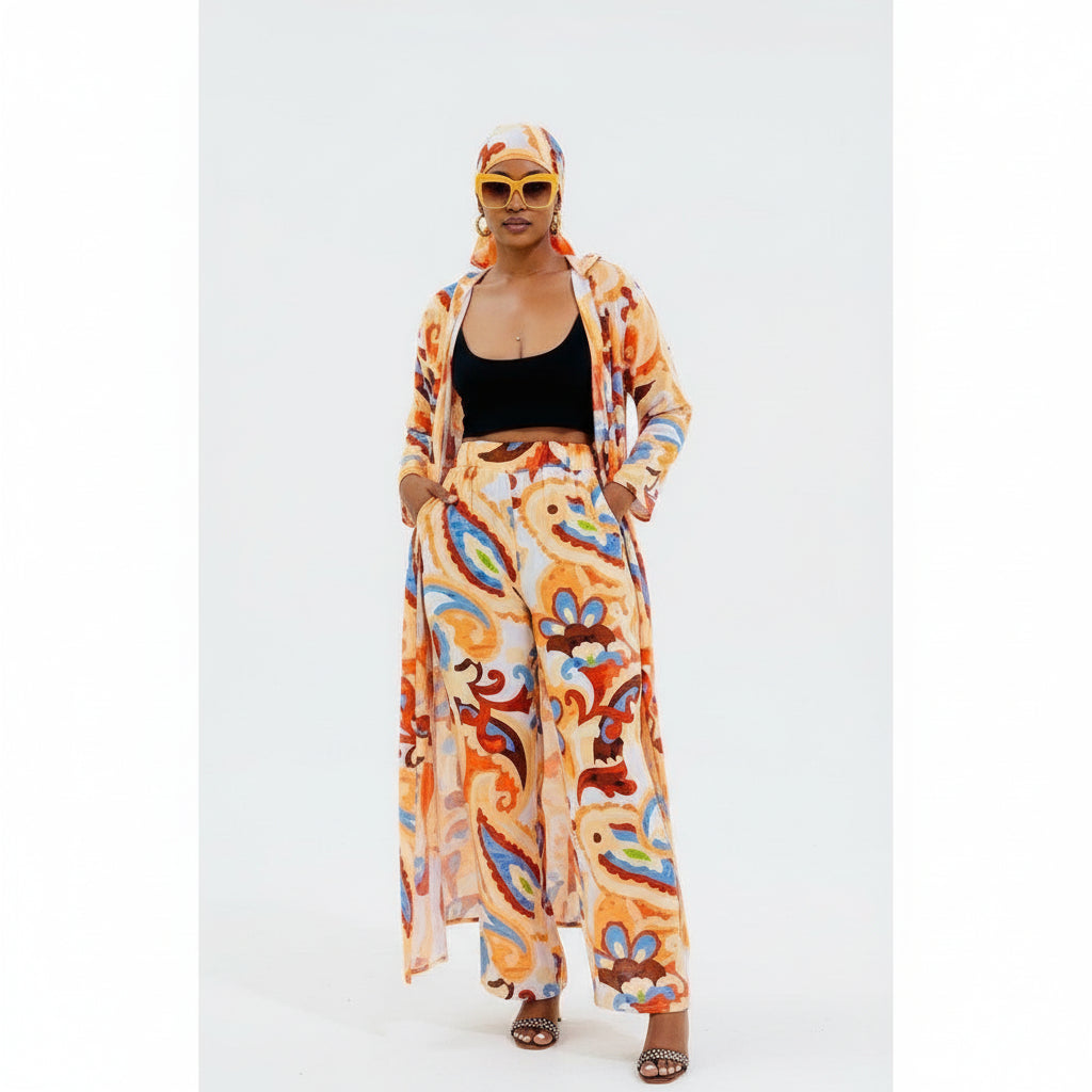 African Chiffon Dashiki Print Floral Two piece Set.