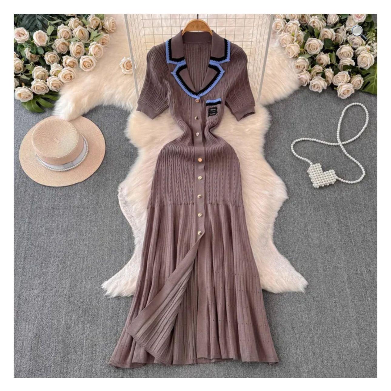 Ribbed Polo Midi Short Sleeve Dress.