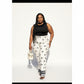 High Waisted Embroidered Linen Pants