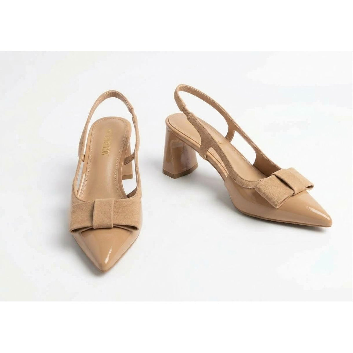 Women's Patent Bow Slingback Block Heels