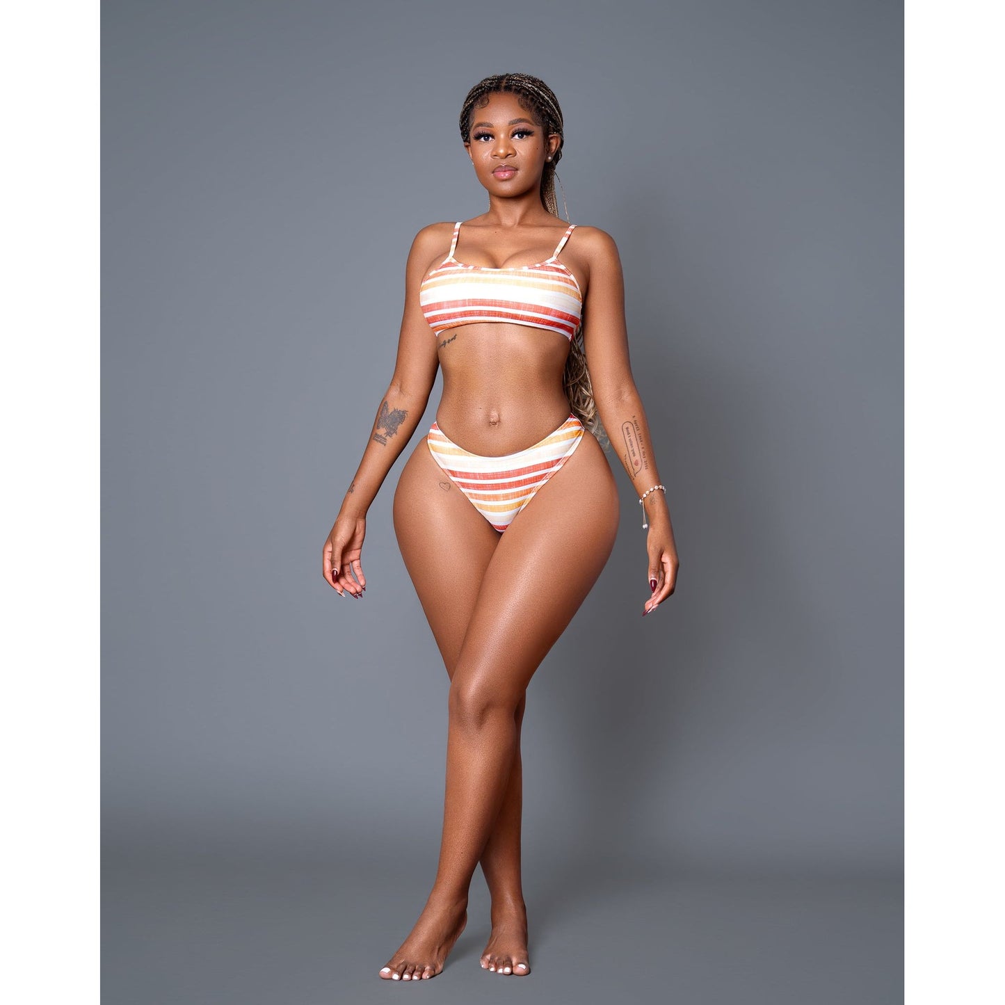 Printed Stripe Sexy Bikini set.