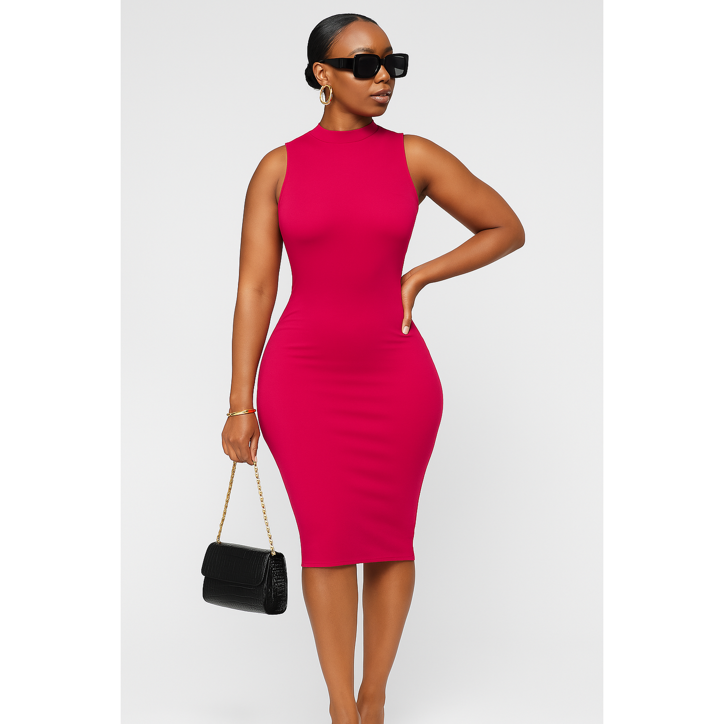 Sleeveless Turtleneck Bodycon Dress