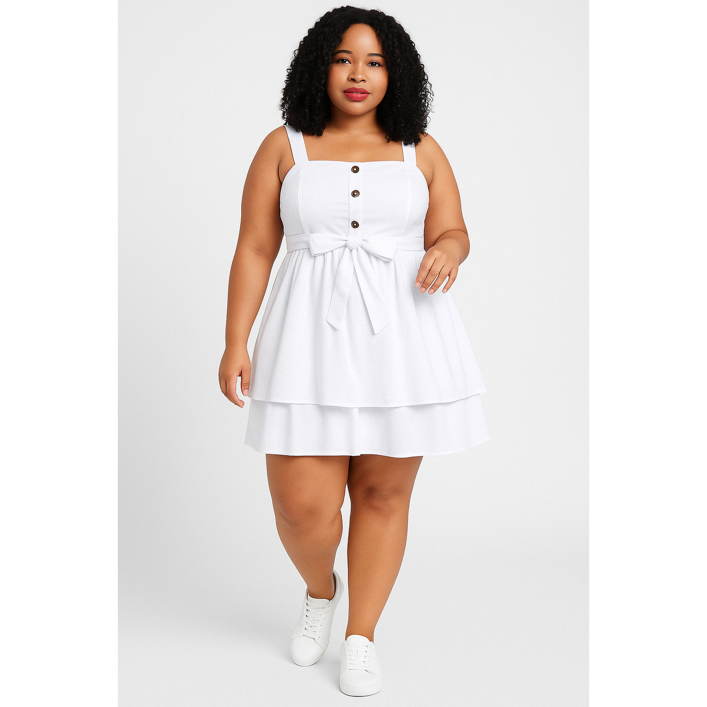 Layered Button Detail Mini Dress 