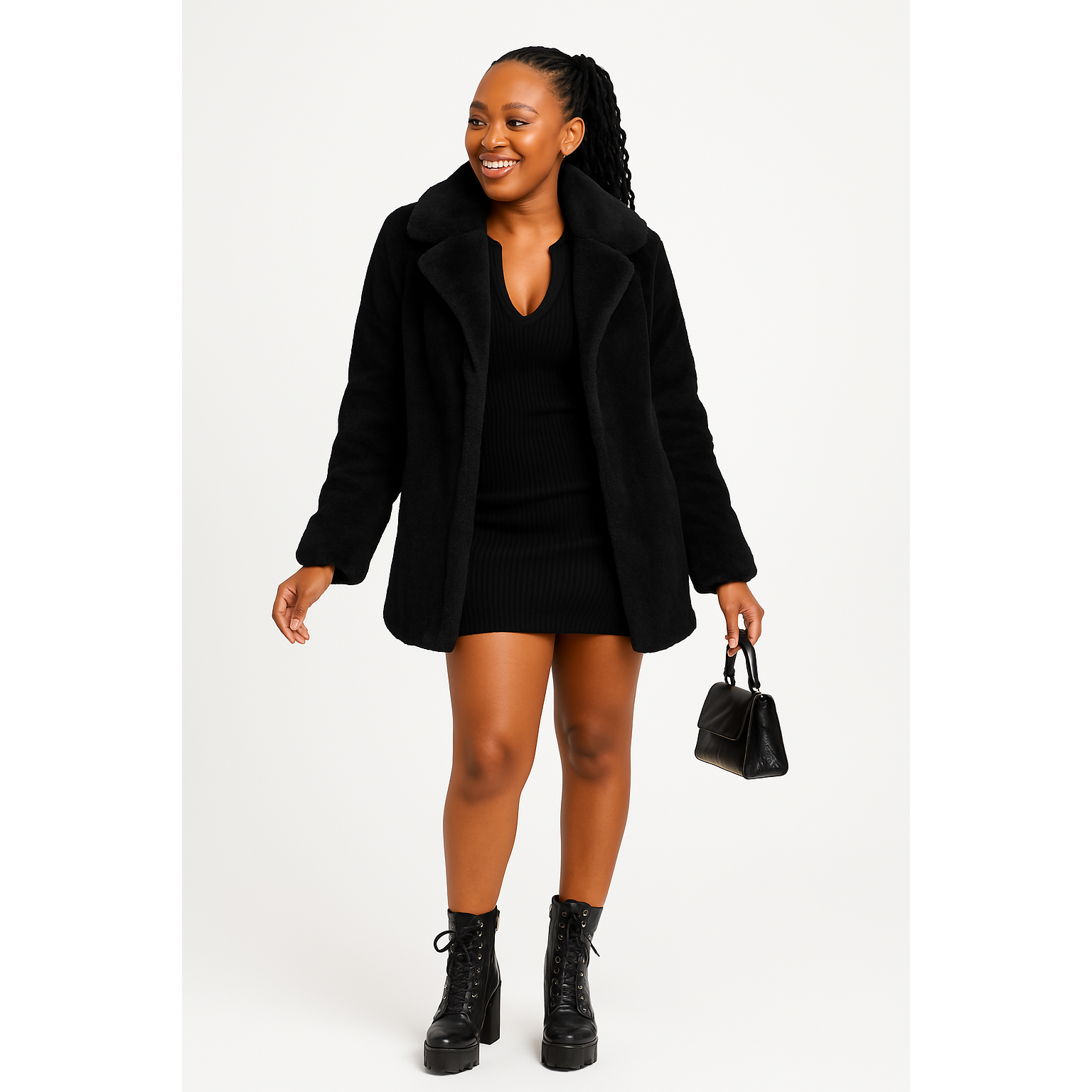 Faux Fur Coat Turn Down Collar Winter Warm Casual Jacket – YELLOW