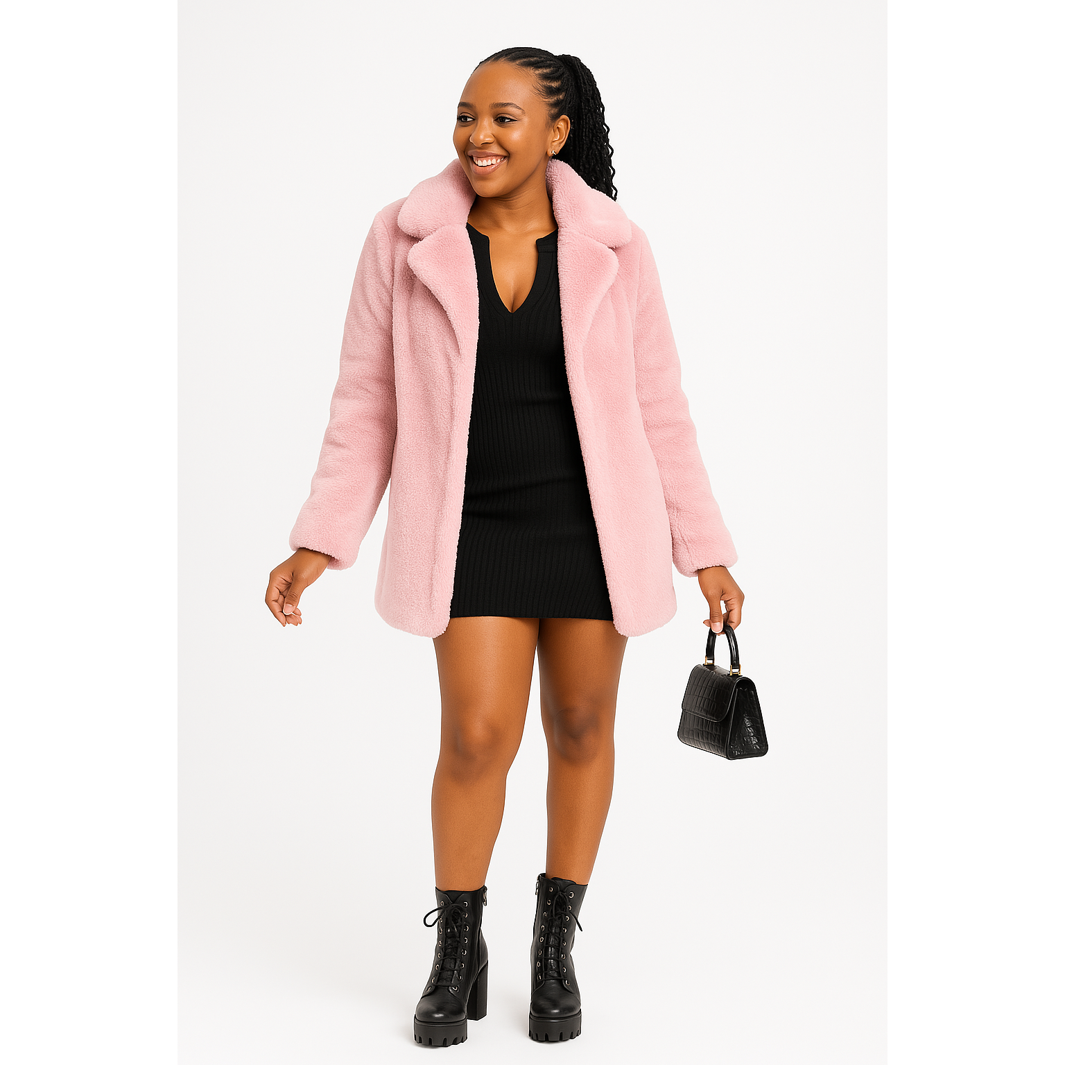 Faux Fur Coat Turn Down Collar Winter Warm Casual Jacket – YELLOW