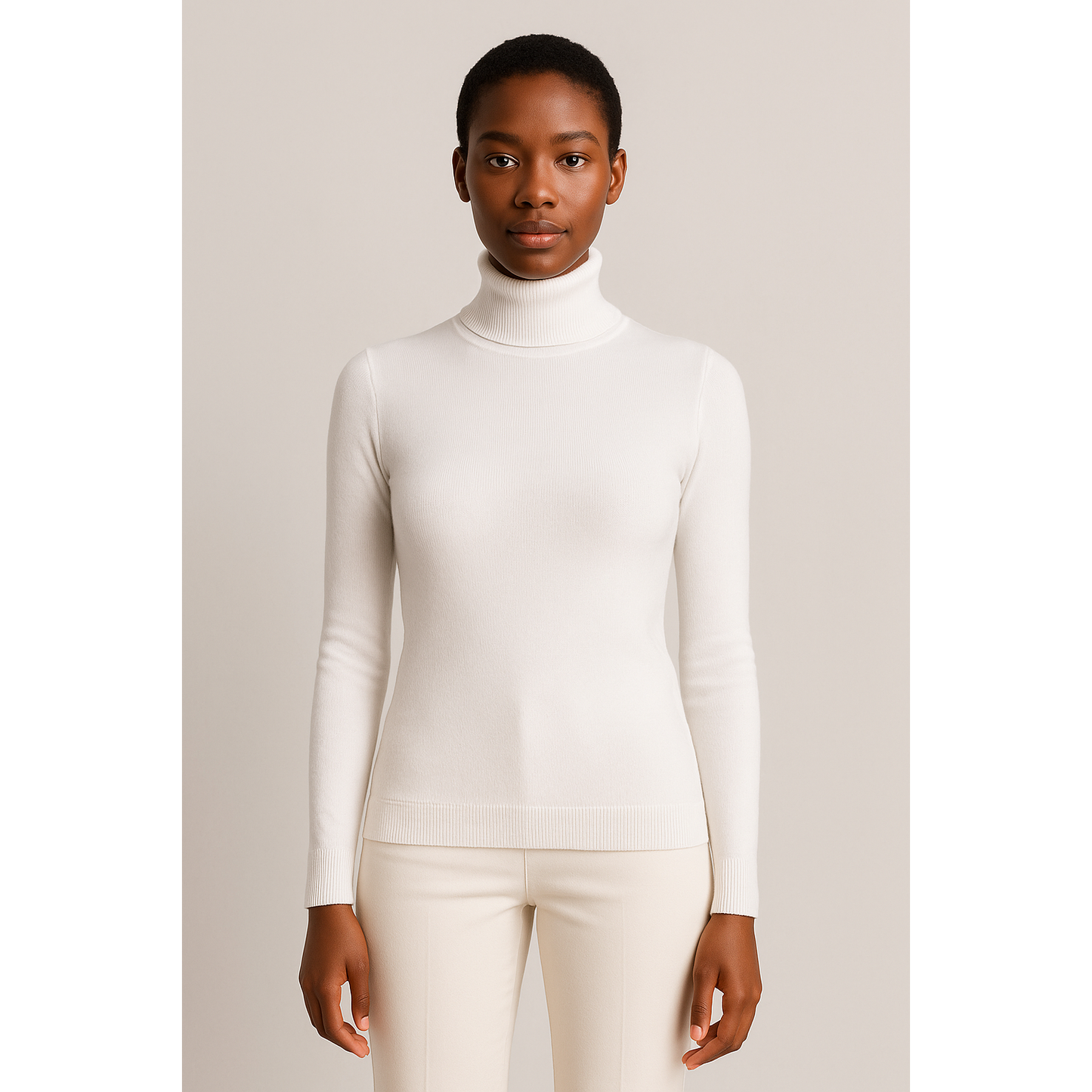Thermal Blouses Polo Neck Knit Top