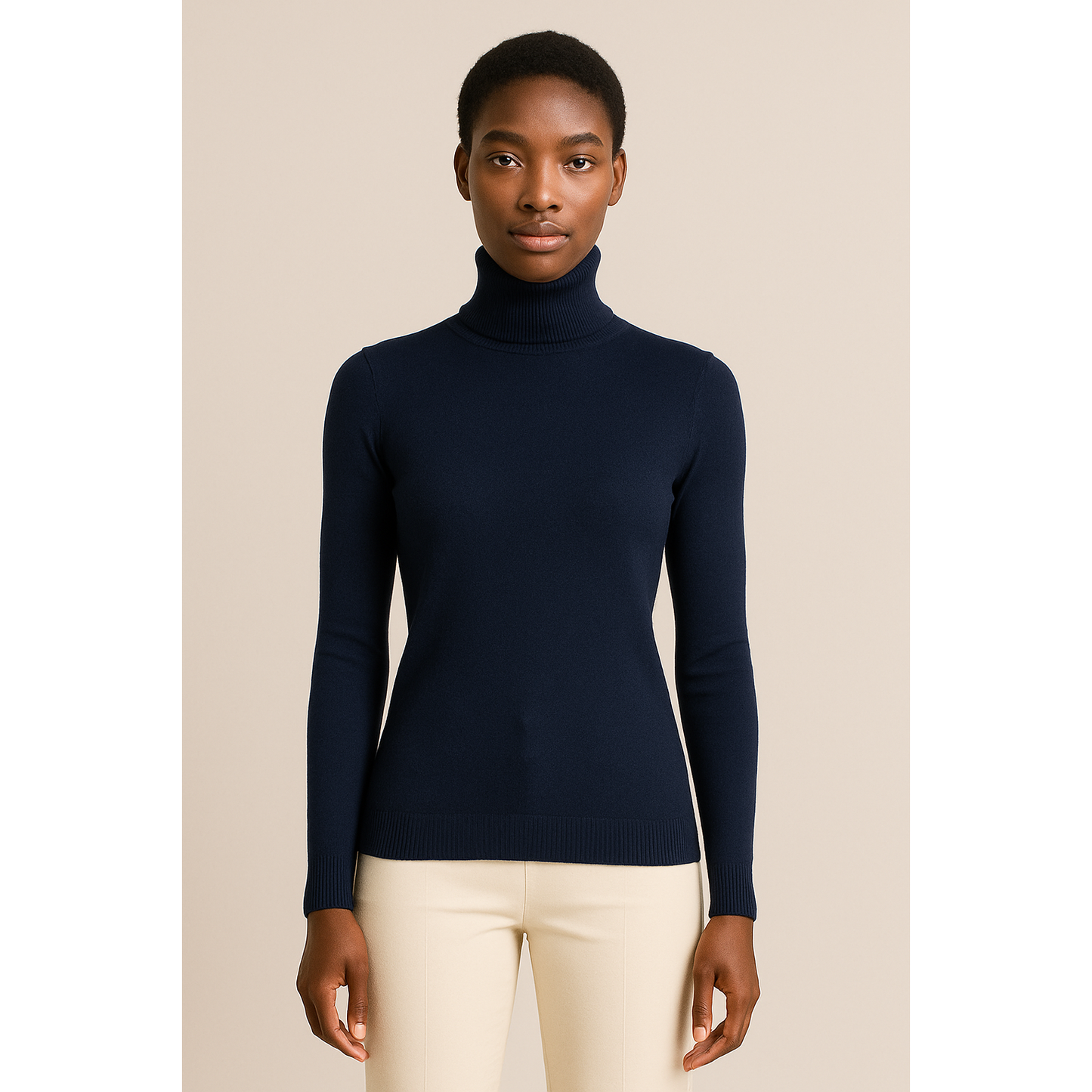 Thermal Blouses Polo Neck Knit Top
