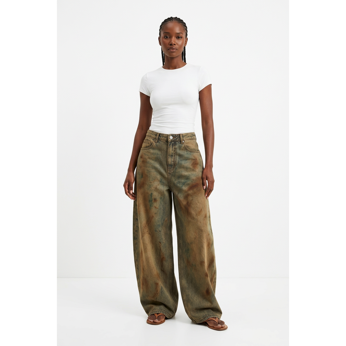 Vintage Wash Baggy Wide-Leg Jeans