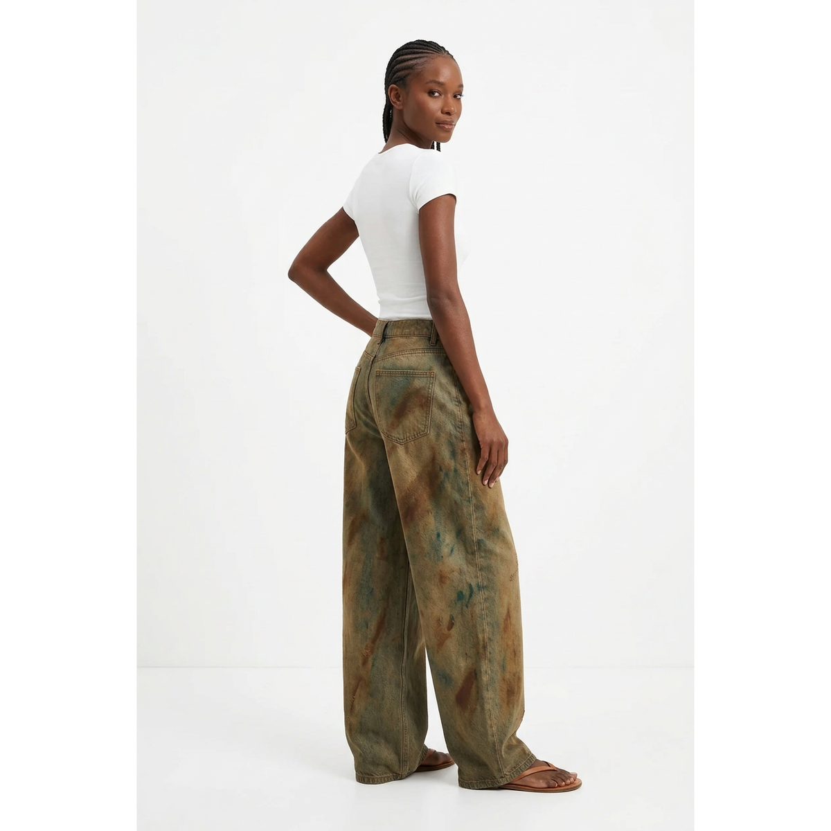 Vintage Wash Baggy Wide-Leg Jeans