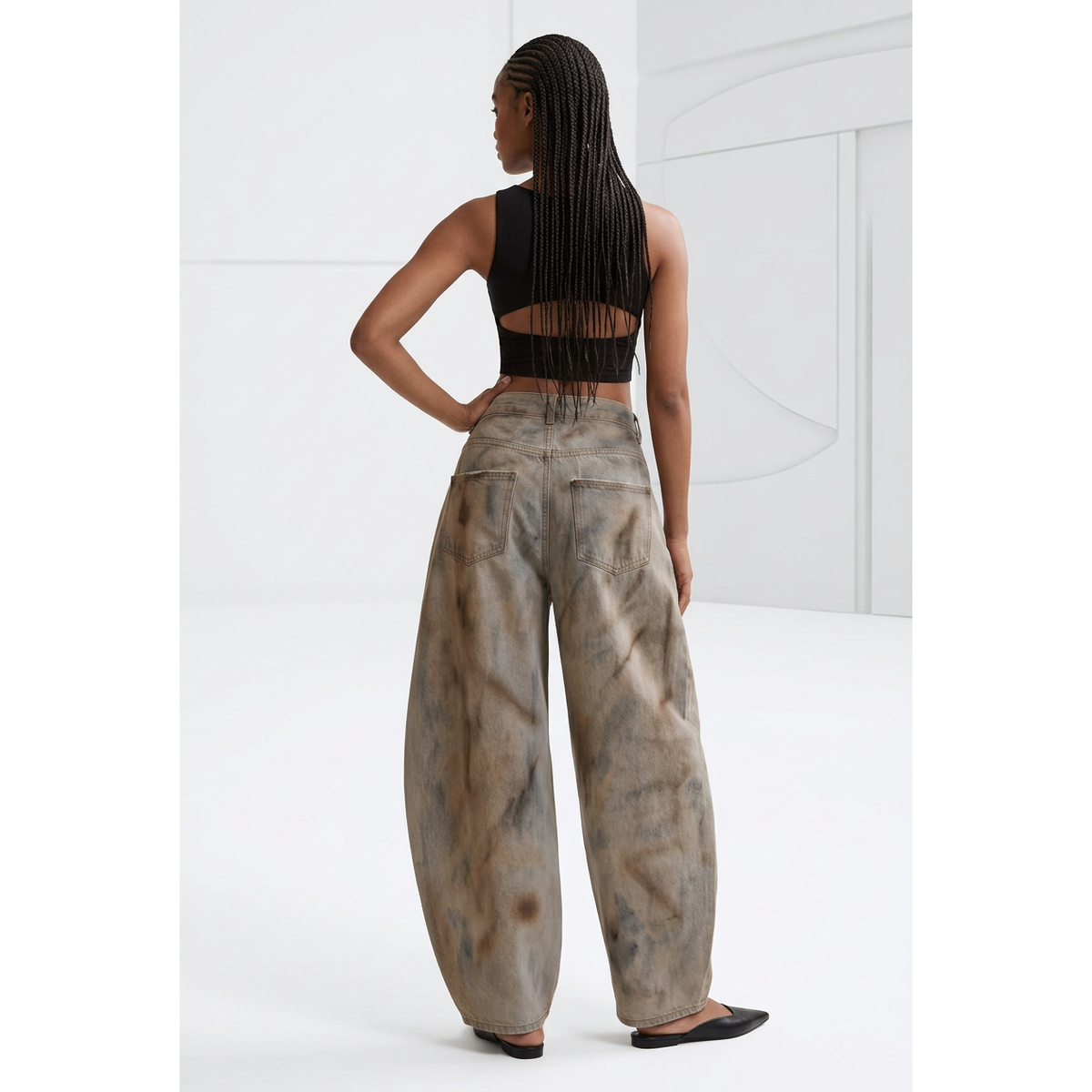 Vintage Wash Baggy Wide-Leg Jeans