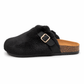 Ladies Fluffy Fur Buckle Mule Flats
