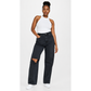 High Waist Slant Pocket Cord Black Pants