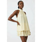 Halter Neck Layered Chiffon Mini Dress.