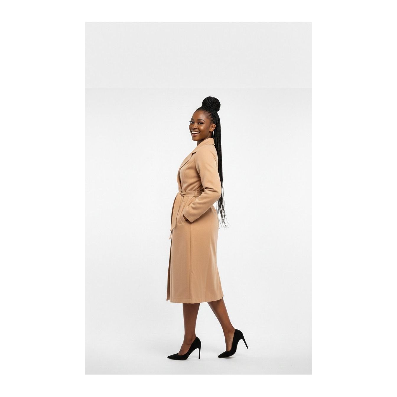 Plus Size Maxi Belted Wool Coat