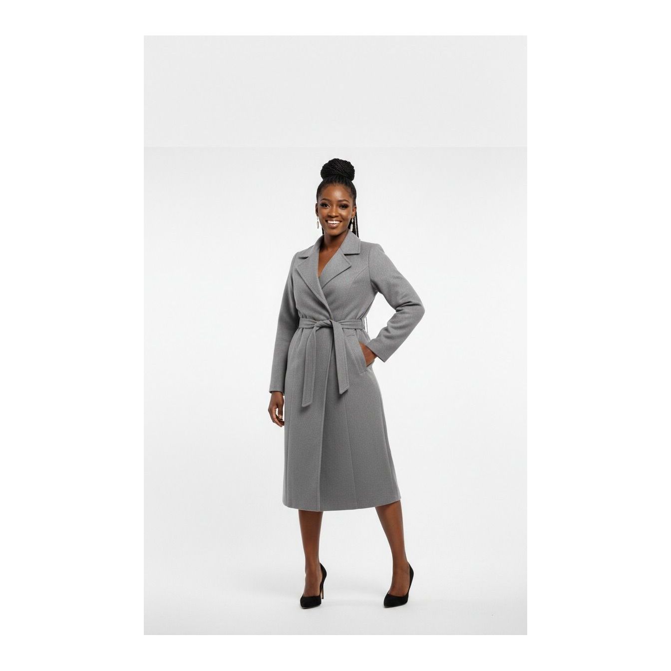 Plus Size Maxi Belted Wool Coat