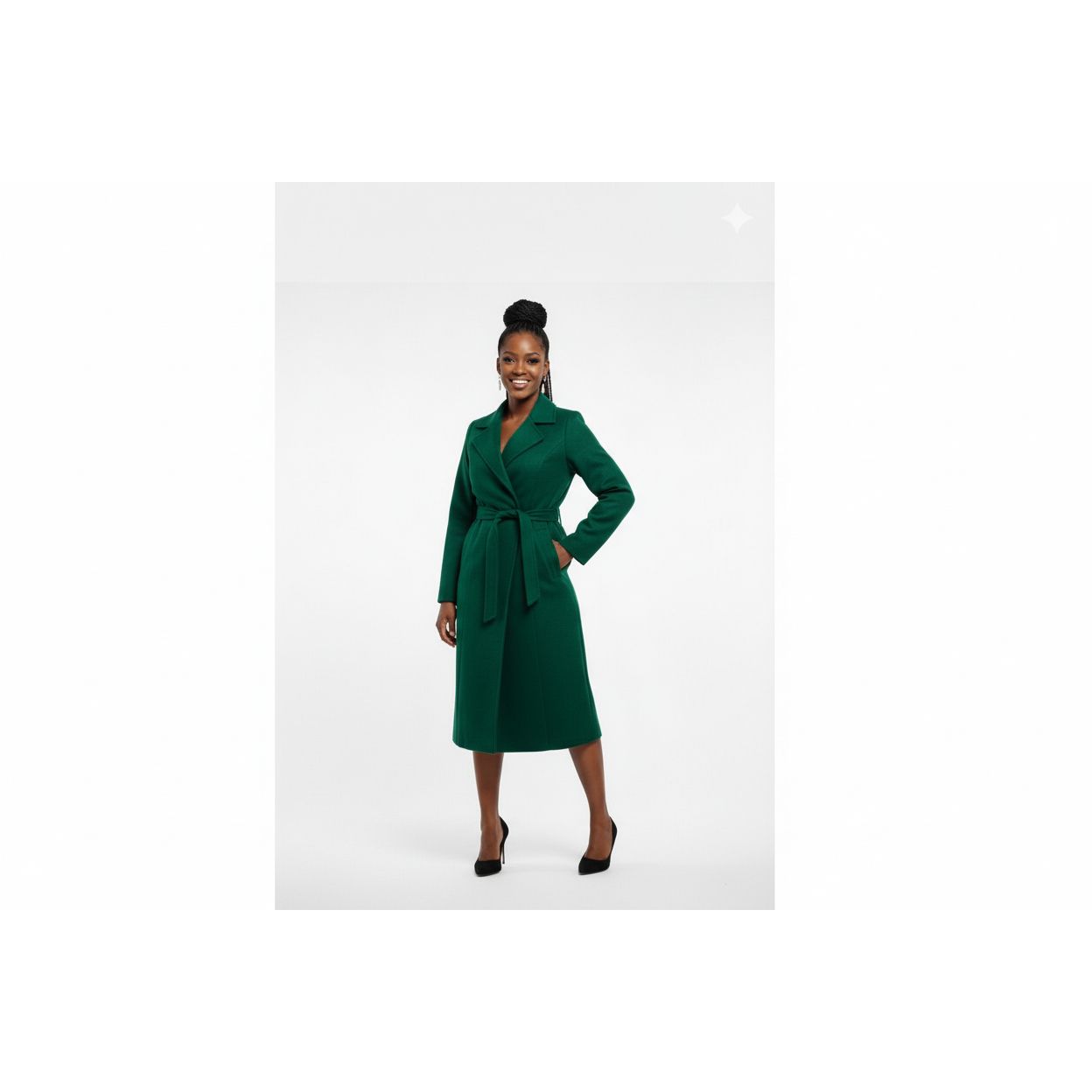 Plus Size Maxi Belted Wool Coat