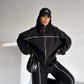 Ladies Cropped Zip-Up Jacket & Wide-Leg pants