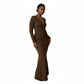 Contrast Lace Cinching Waist A-Line Maxi Dress