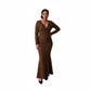 Contrast Lace Cinching Waist A-Line Maxi Dress